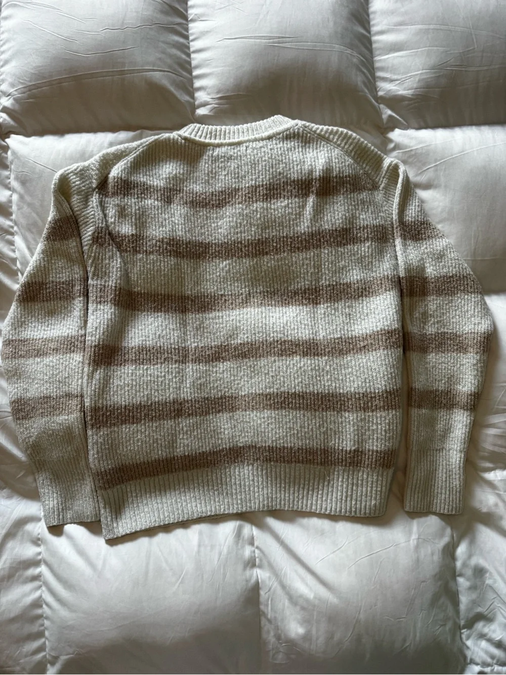 American Eagle Outfitters Cream Ribbed Crewneck Sweater